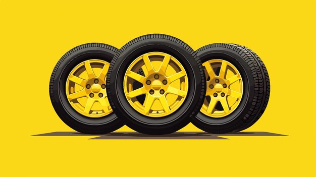 Vector sleek tires design on vibrant yellow background vector illustration