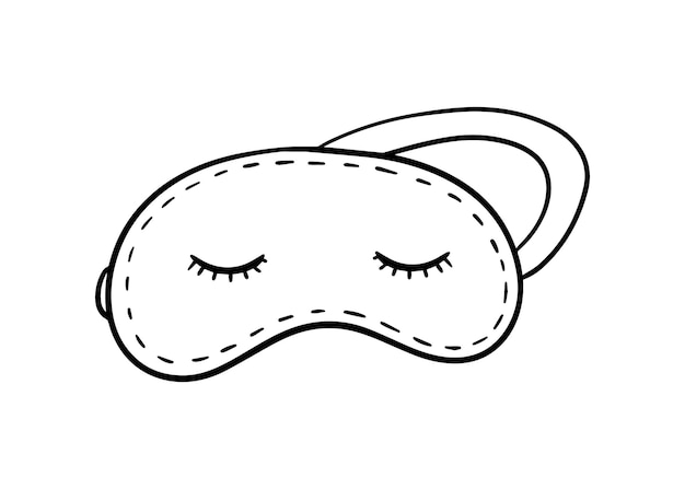 Sleep mask protection from light with eyes on an elastic band doodle linear cartoon coloring