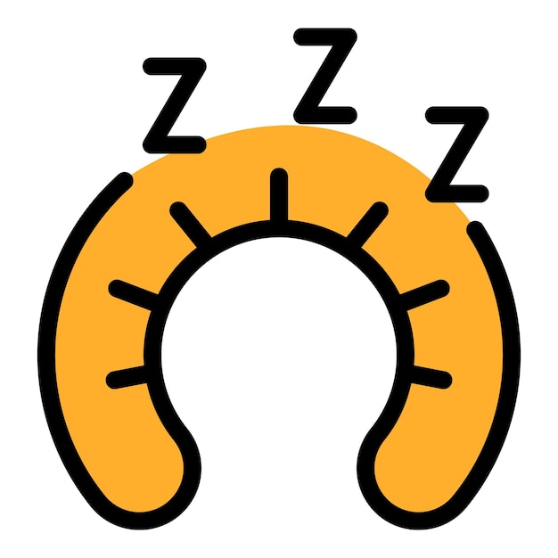 Vector sleep neck pillow icon outline vector insomnia bed person night color flat