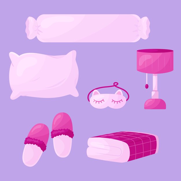 Vector sleep time items set flat illustration vector