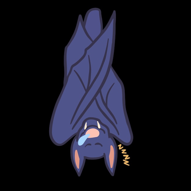 Sleeping bat illustration with hand drawn icon