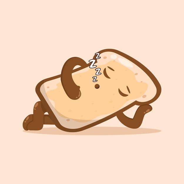 Sleeping bread with peanut butter cartoon vector illustration