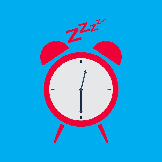 Sleeping clock Flat design clock illustration Alarm clock icon with sleep theme