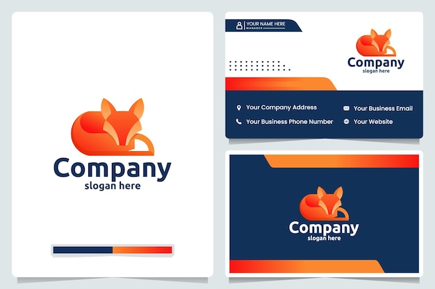 Sleeping fox ,color gradient, logo design and business card