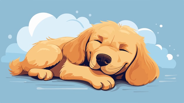 Vector sleeping golden retriever cartoon illustration