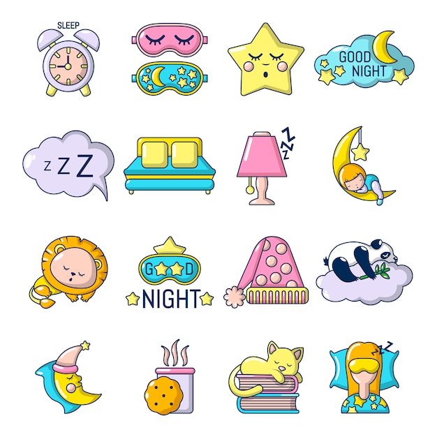 Sleeping icons set