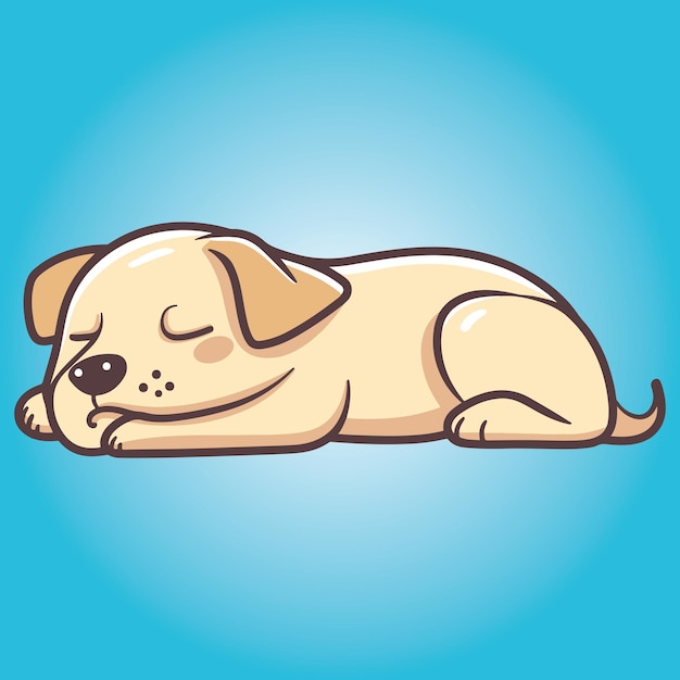 Sleeping Labrador Retriever Dog Lying Down vector Illustration