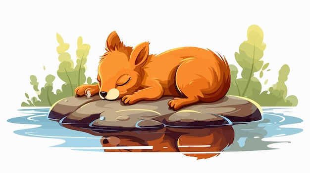 Sleeping Squirrel Cartoon Illustration