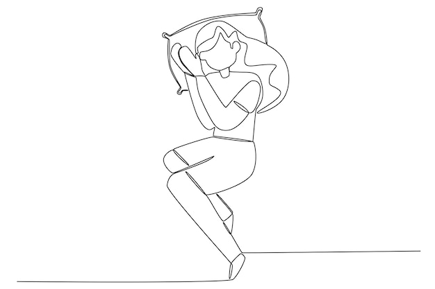 A sleeping woman curled up Sleep oneline drawing