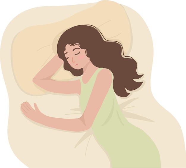 Sleeping young woman with closed eyes illustration