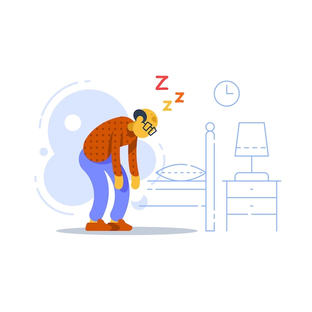 Sleepy old man illustration