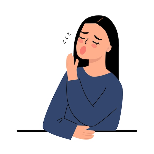 sleepy tired yawning woman cartoon illustration