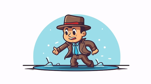 Sleuth Detective Cartoon Character Ready for Action