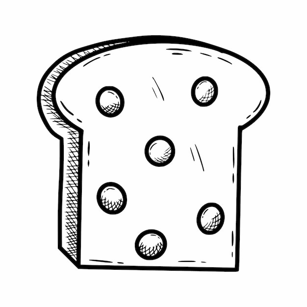 Slice of bread for sandwich Toast Vector doodle illustration Hand drawn sketch