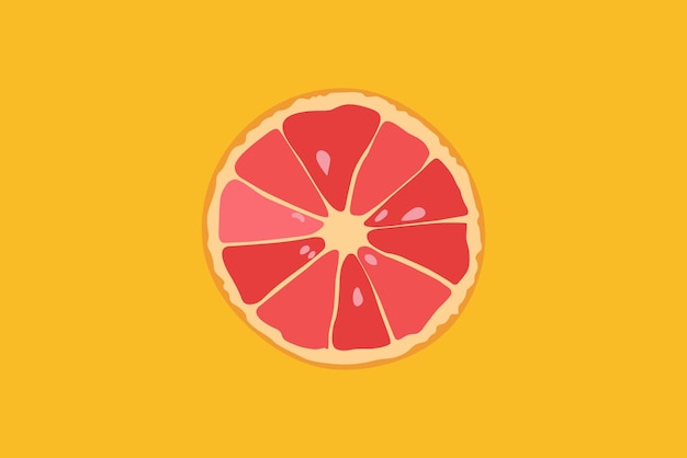 Slice of grapefruit isolated on yellow background