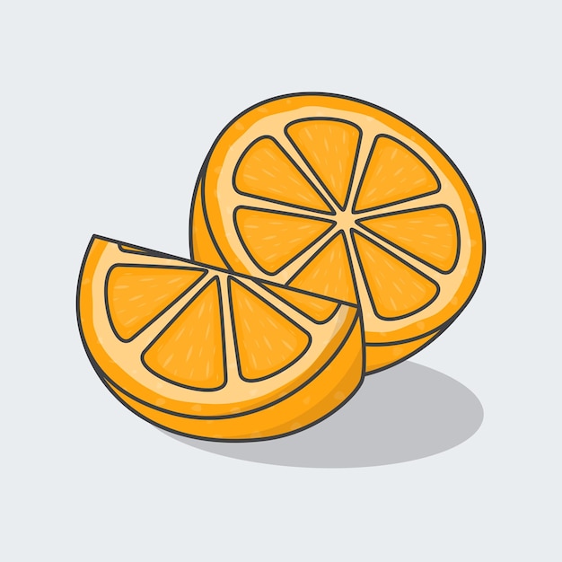 Slice Of Juicy Orange Cartoon Vector Illustration Fresh Orange Fruit Flat Icon Outline