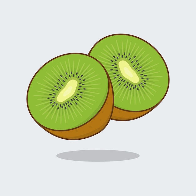 Slice Of Kiwi Cartoon Vector Illustration Fresh Kiwi Flat Icon Outline Kiwi