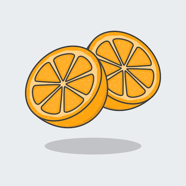 Slice Of Orange Fruits Cartoon Vector Illustration Fresh Orange Fruits Flat Icon Outline