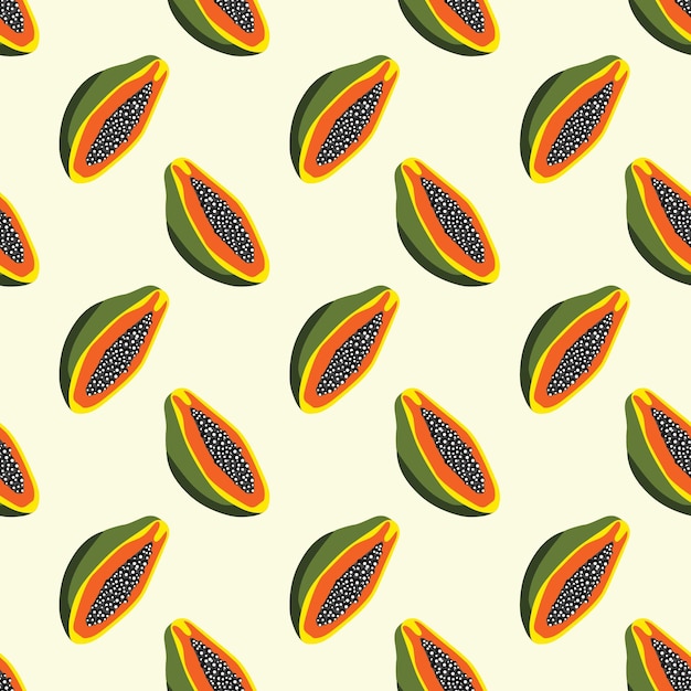 Slice papaya seamless vector pattern background