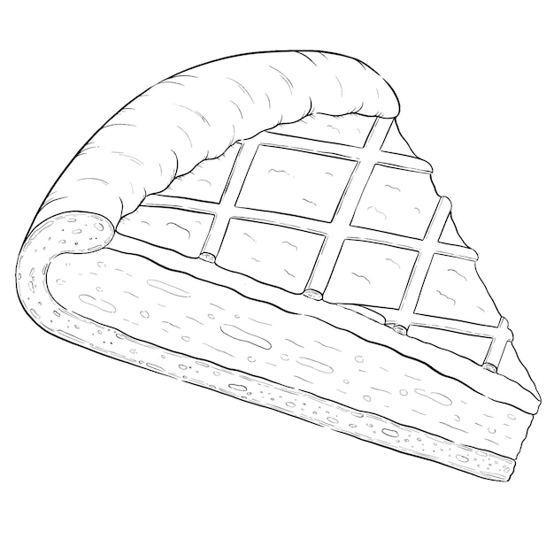 Slice of pie with jam vector outline illustration