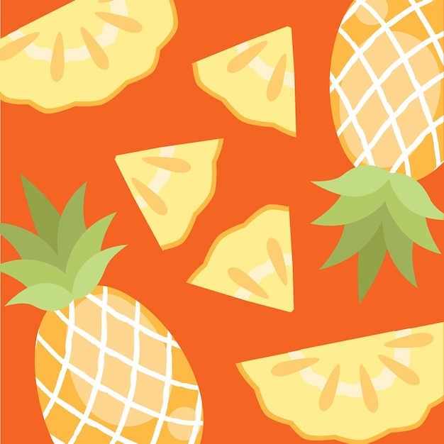 Slice pineapple summer and tropical fruit from nautral organic garden food store  in Free Vector