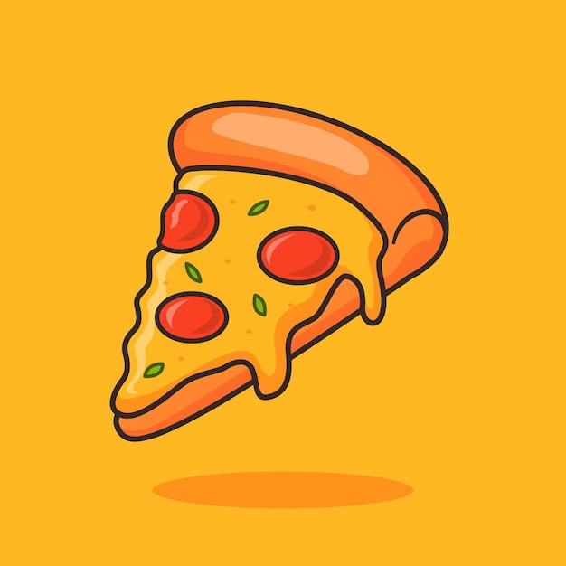 Slice Of Pizza Cartoon Vector Icon Illustration