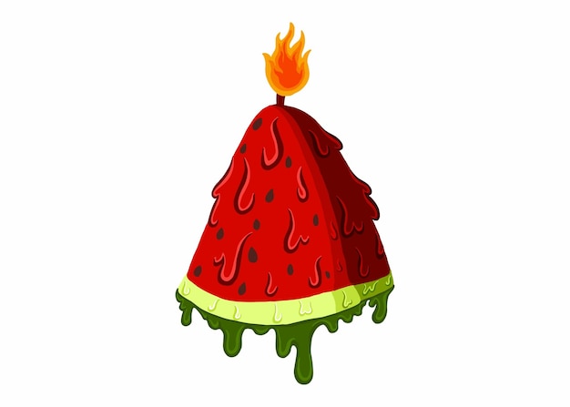 Slice Of Watermelon Fruit Candle Melting Vector