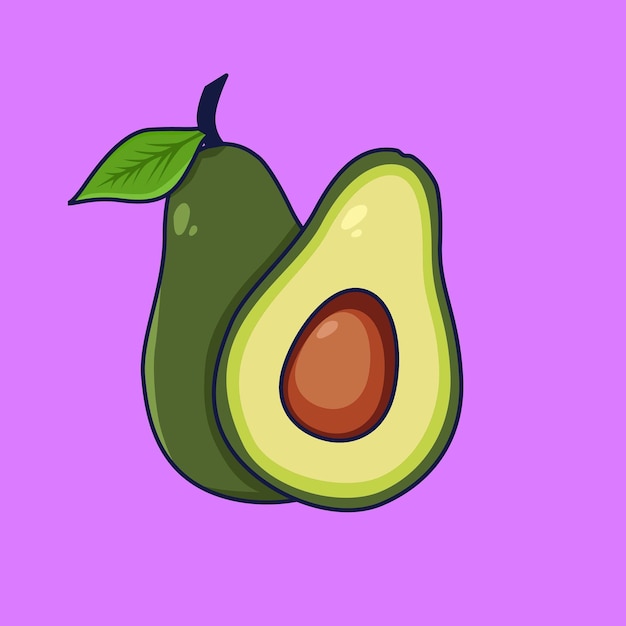 Sliced avocado fruit vector cartoon illustration