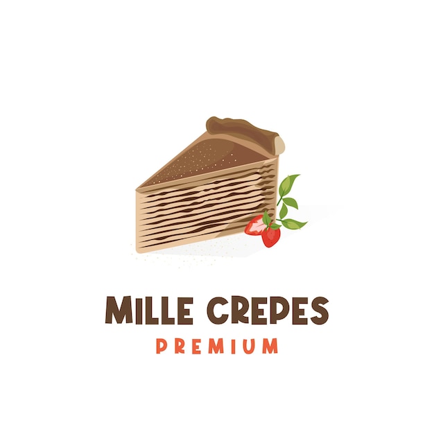 A Sliced Chocolate Mille Crepes Layered Cake Illustration logo