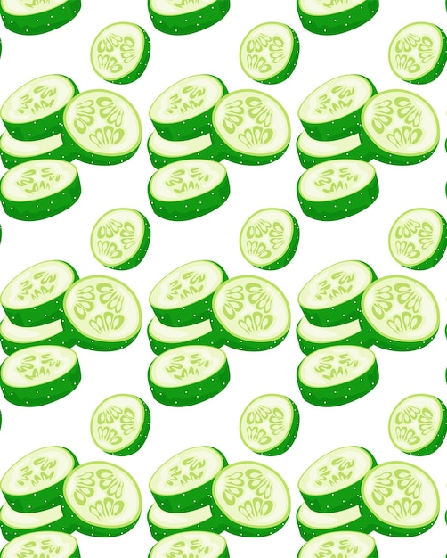 Sliced cucumber slices Seamless pattern in vector Organic food Vector illustration Useful vegetables