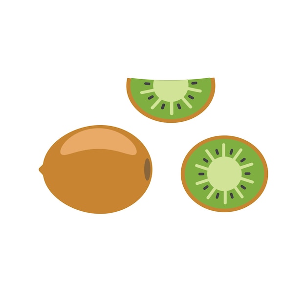 Sliced kiwi fruit in flat illustration