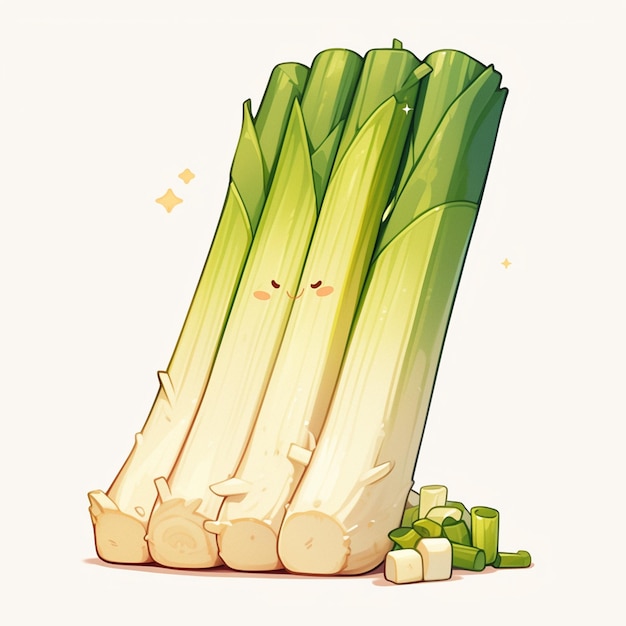 Sliced Leeks with Green and White Layers