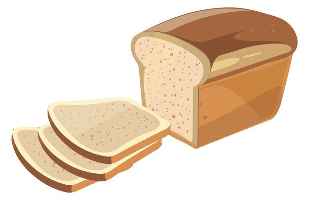 Vector sliced rye bread cartoon icon bakery piece