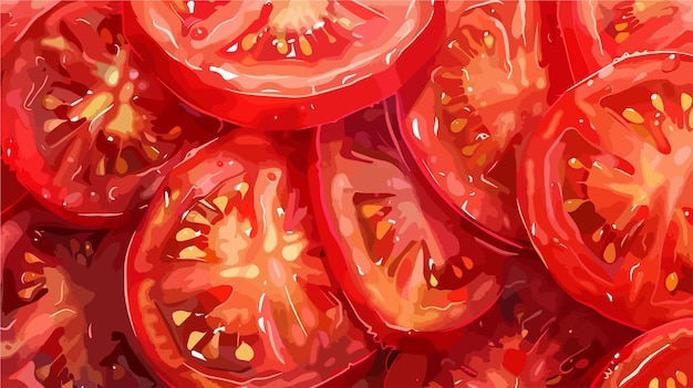 Vector slices of fresh tomato illustration