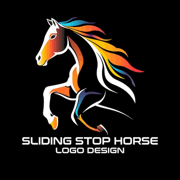 Sliding Stop Horse vector logo design