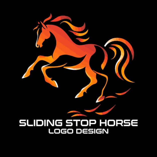 Sliding Stop Horse vector logo design