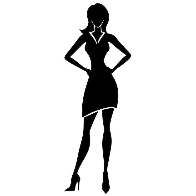 Vector a slim and sexy woman standing pose vector silhouette stylish pose with different type of pose white background 16