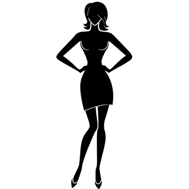 Vector a slim and sexy woman standing pose vector silhouette stylish pose with different type of pose white background 33