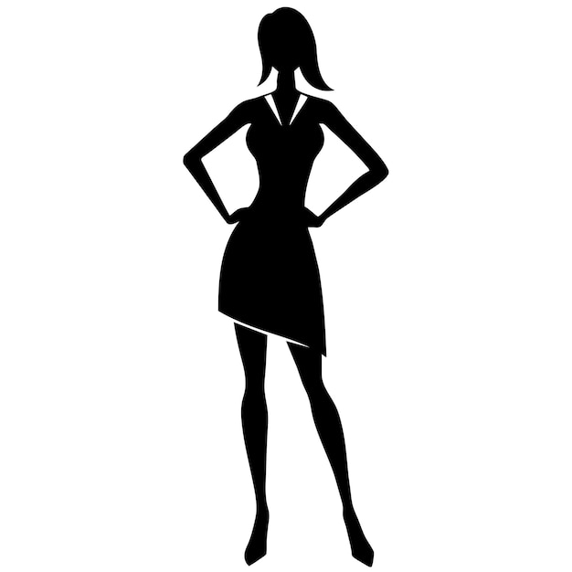 Vector a slim and sexy woman standing pose vector silhouette stylish pose with different type of pose white background 3