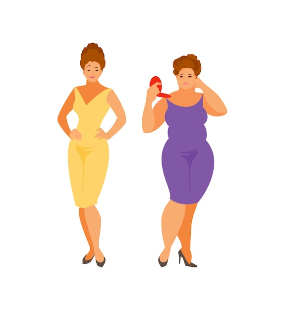 Slim and thick women vector