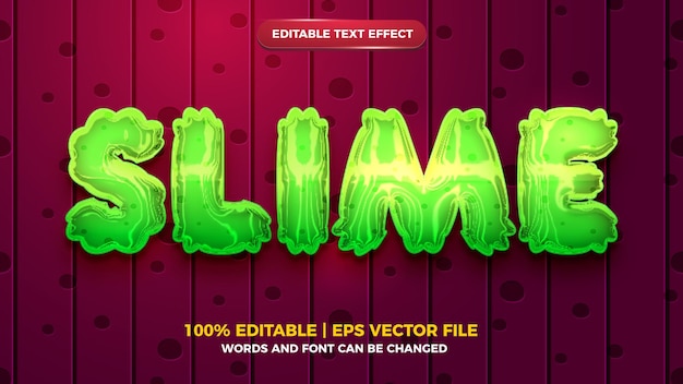 Vector slime editable text effect liquid cartoon game style