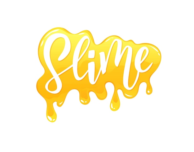 Slime hand lettering text. Bright jelly letters. Cartoon vector illustration.