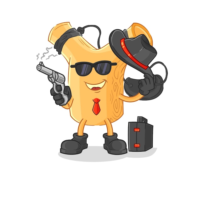 Slingshot mafia with gun character cartoon mascot vector