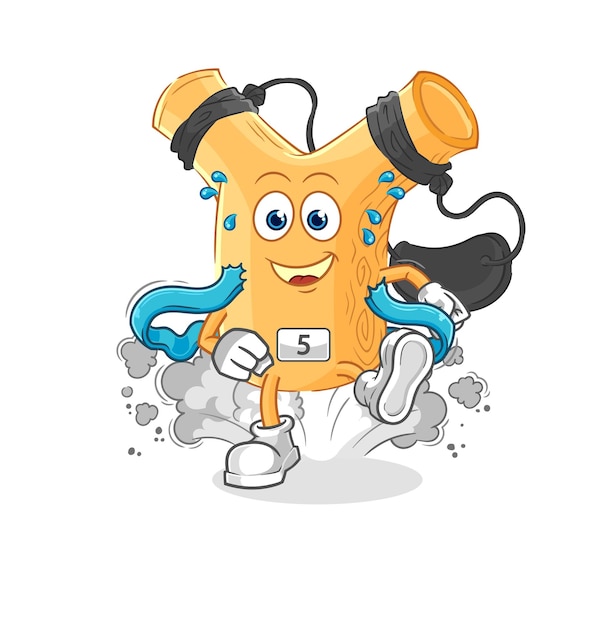 Slingshot runner character cartoon mascot vector