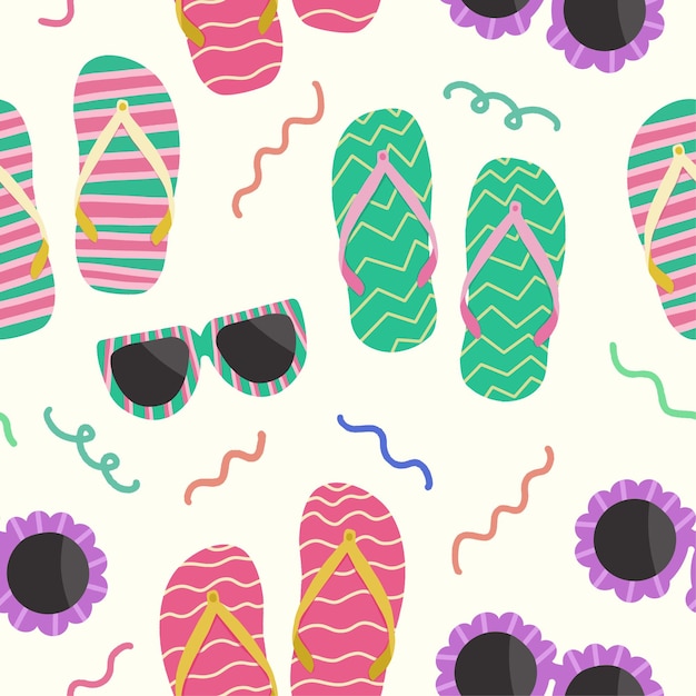 Slipper summer beach seamless pattern pattern