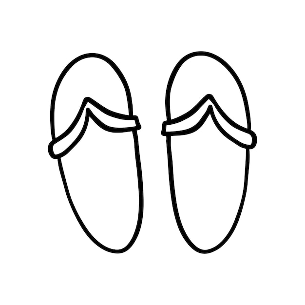 Slippers summer bathing shoes doodle linear cartoon coloring