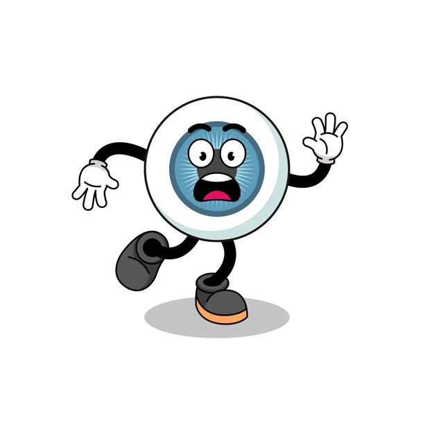 Slipping eyeball mascot illustration