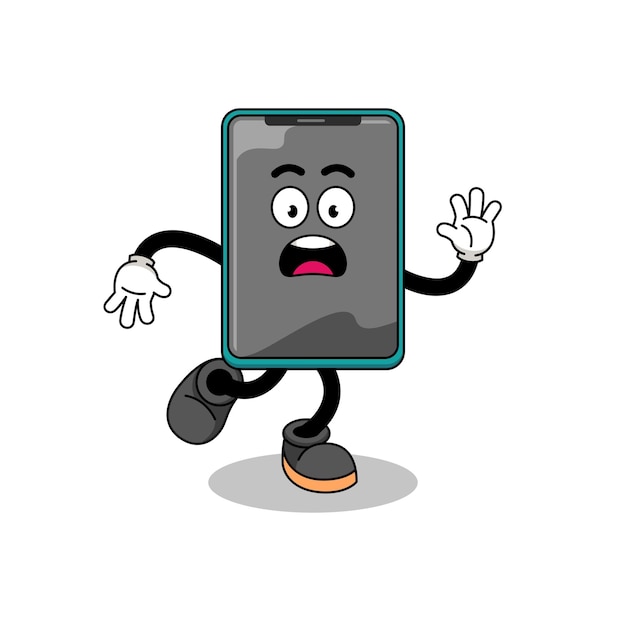 Slipping smartphone mascot illustration