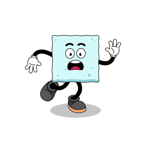 Slipping sugar cube mascot illustration character design