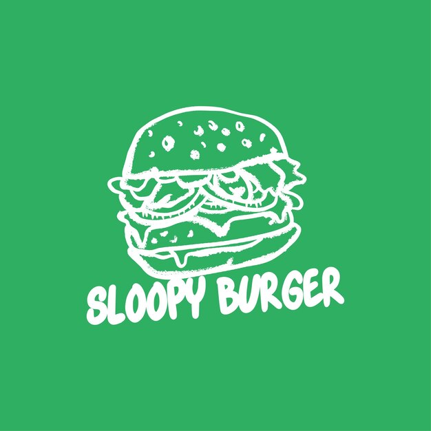 Vector sloopy burger logo brush illustration logo